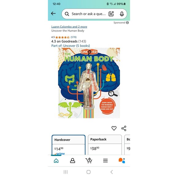 Uncover the Human Body book, Colombo, Luann, 9781684125494 - Picture 1 of 2